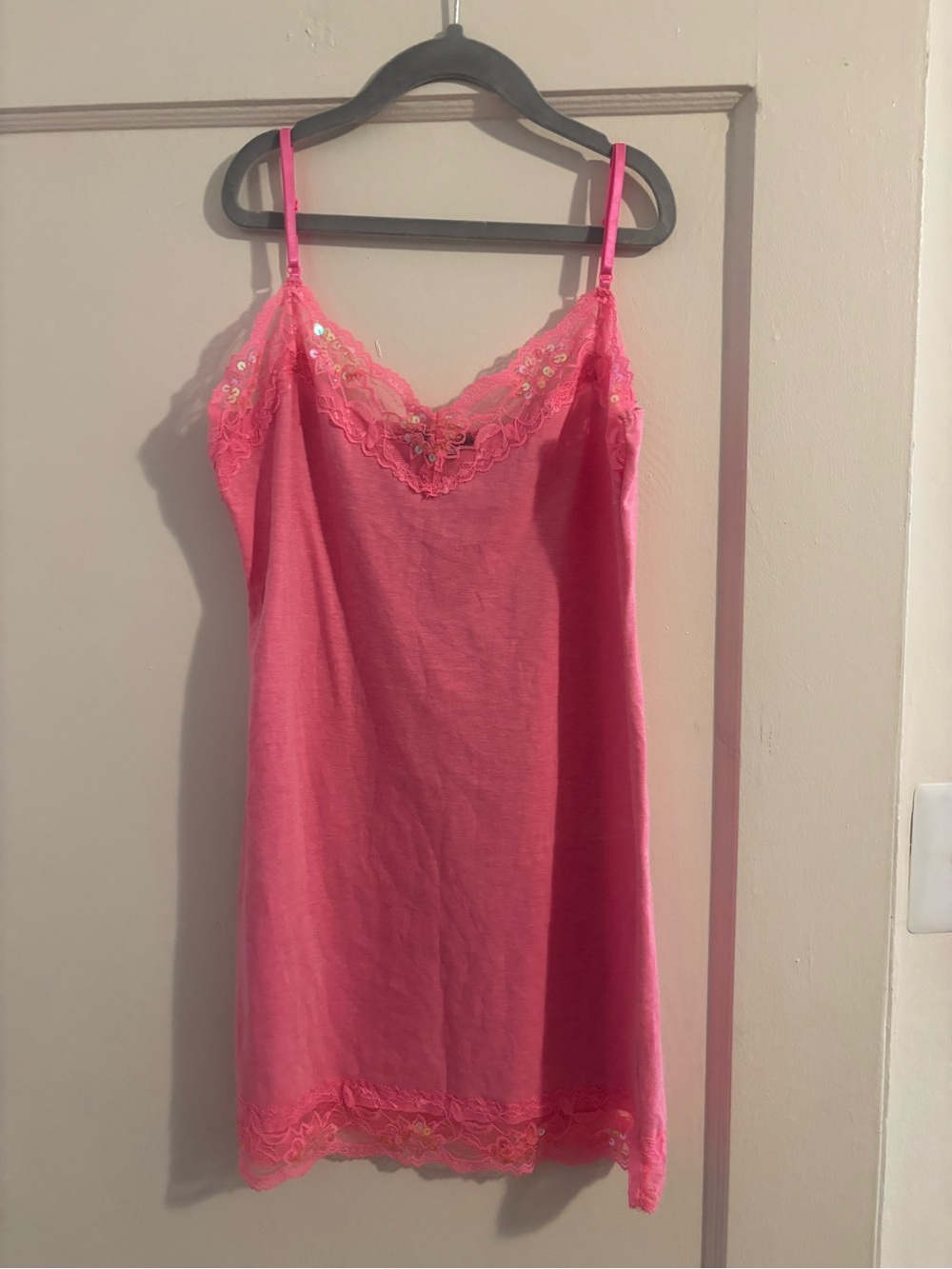 Deb Pink Lace-Trim Satin Chemise